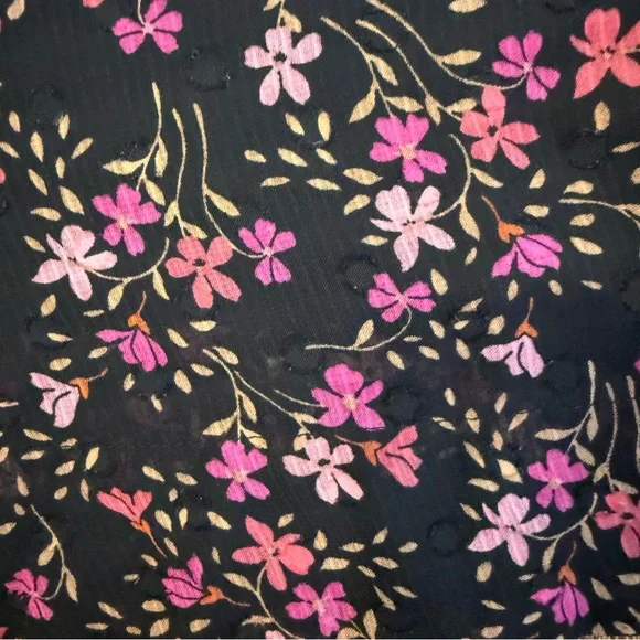 Draper James RSVP Floral Midi Skirt XL Black Pink Button Front Stretch Waist - Picture 4 of 5